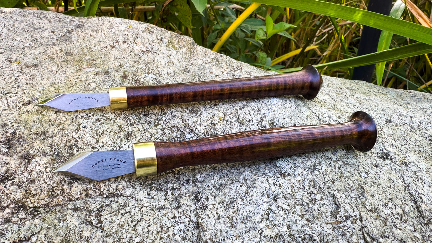 New Wood!! Two-Piece Set-Honey Brook Marking Knife and Dovetail Knife in Ringed Gidgee