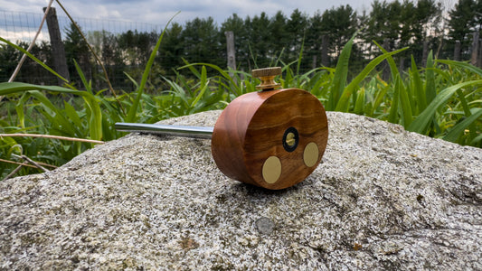 The Honey Brook "No. 197" Marking Gauge is my take on the Stanley No. 197, a vintage marking gauge that featured a circular cutter similar to those on my standard marking gauges. Shown here in curly cherry.